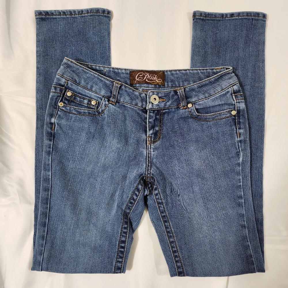 C pink jeans faded blue size 7 waist 30